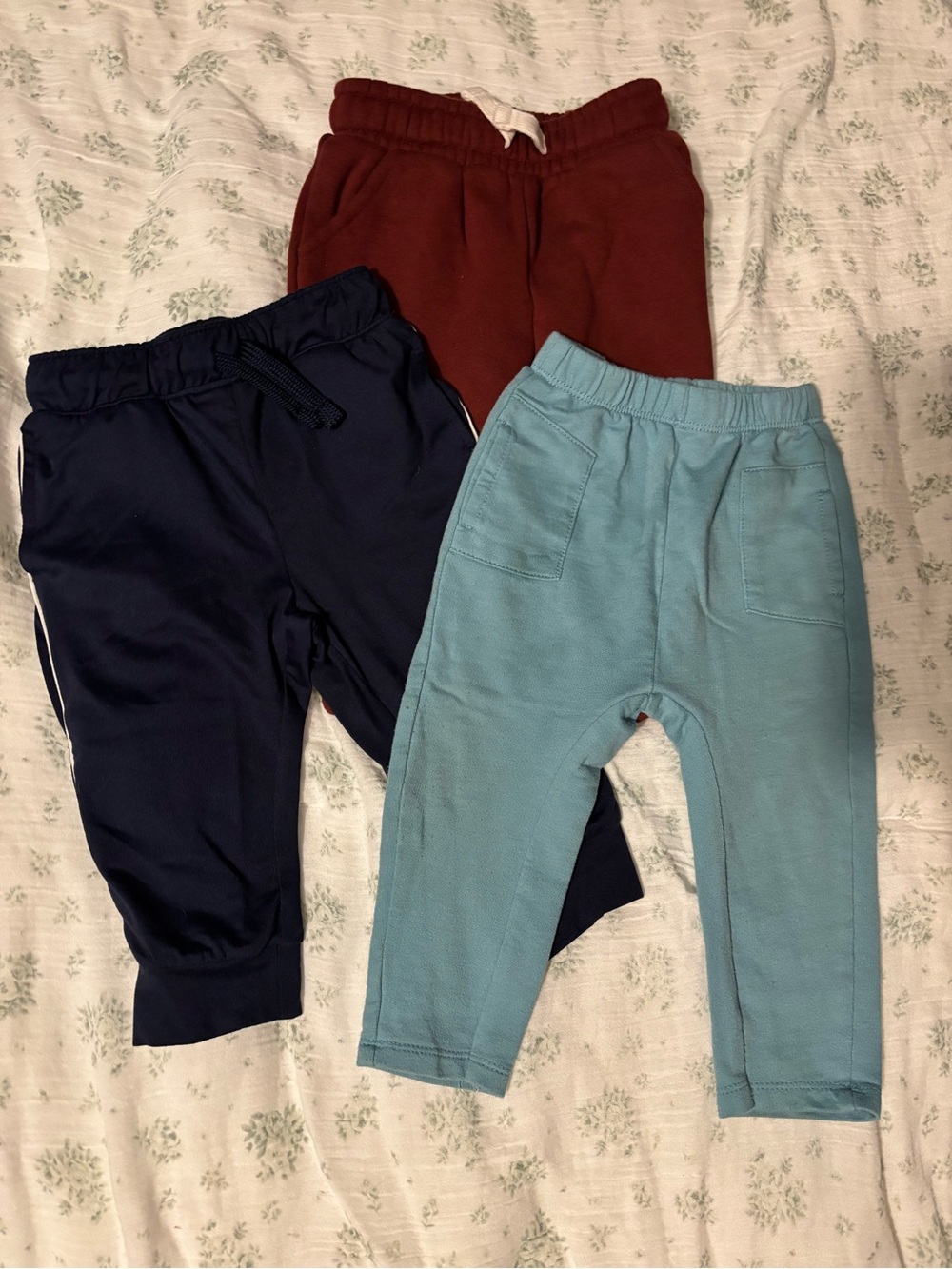 Kids Elastic Waist Jogger Pants - Blue, Navy & Maroon